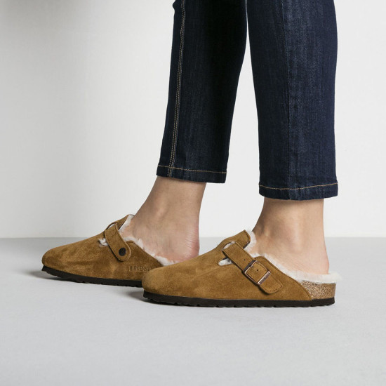 Birkenstock Suede Leather Boston Shearling